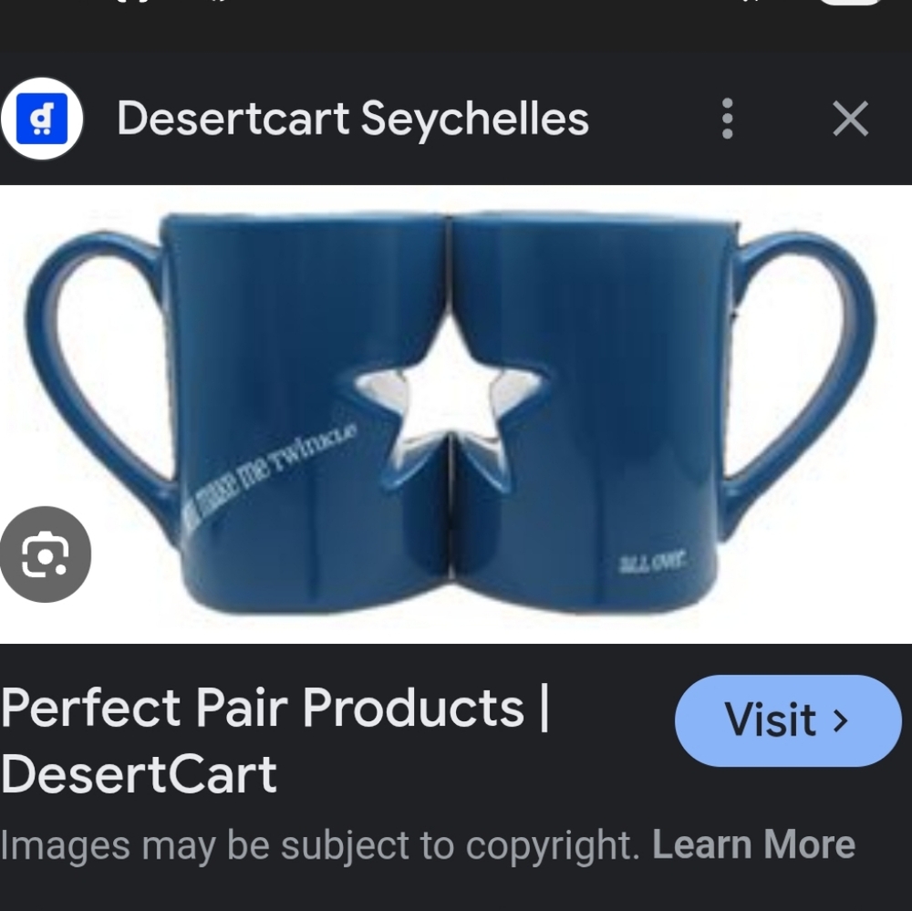 🆕Perfect Pair Set Of 2 Matching Blue Ceramic Mug Twinkle Star Cut